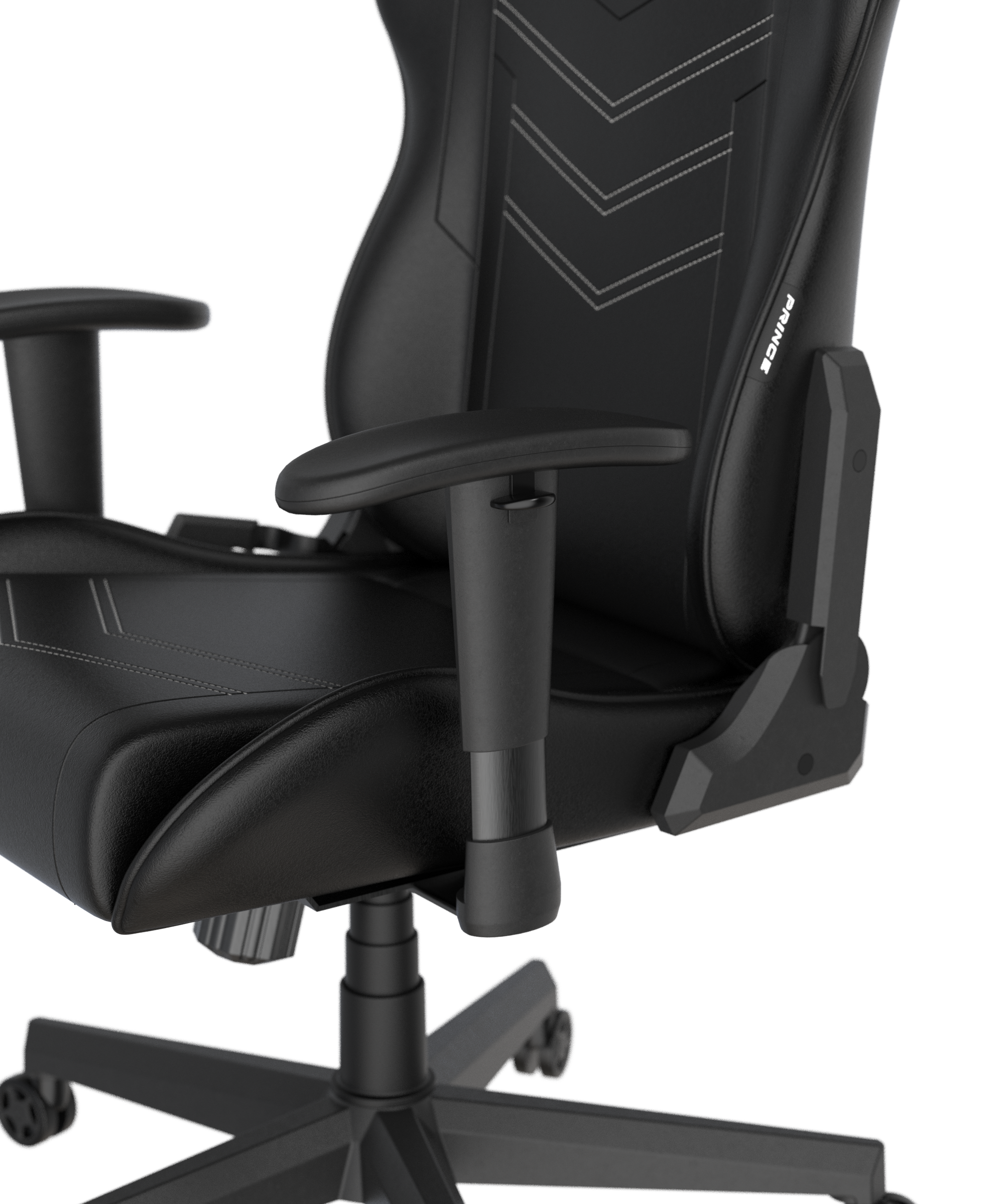 DXRacer Büro- & Gaming Stuhl, PRINCE Serie, Kunstleder, schwarz mit weißen Nähten