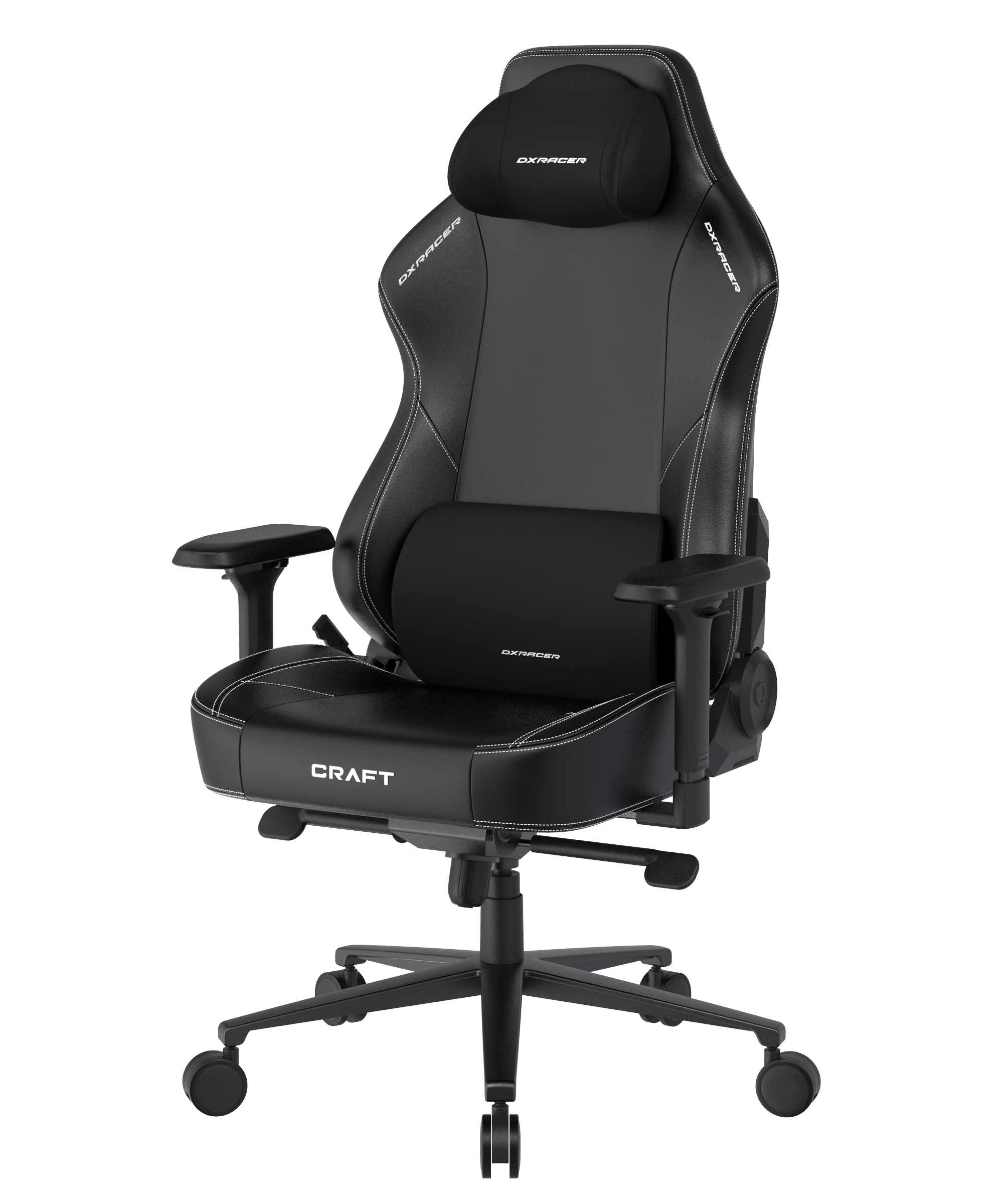 DXRacer Büro- & Gaming Stuhl, Craft Serie XL, Kunstleder, schwarz mit weißen Nähten