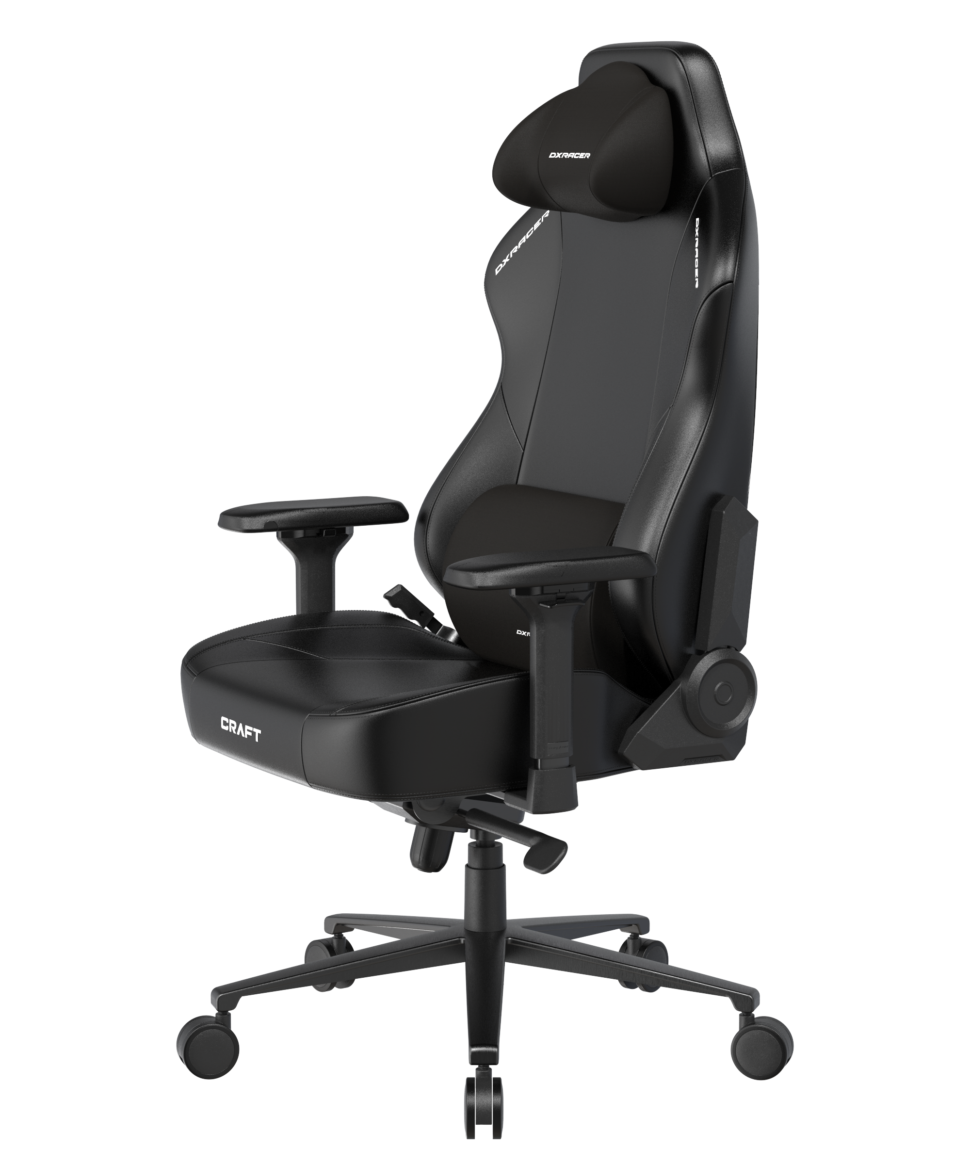 DXRacer Craft Serie L Gaming Stuhl ergonomisch, Bürostuhl Chefsessel, Kunstleder, höhenverstellbar, verstellbare Armlehnen, schwarz