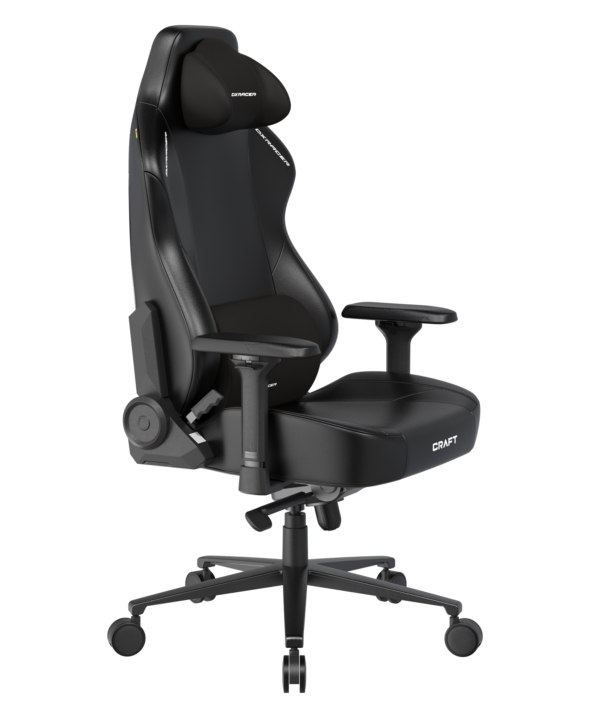 DXRacer Craft Serie L Gaming Stuhl ergonomisch, Bürostuhl Chefsessel, Kunstleder, höhenverstellbar, verstellbare Armlehnen, schwarz