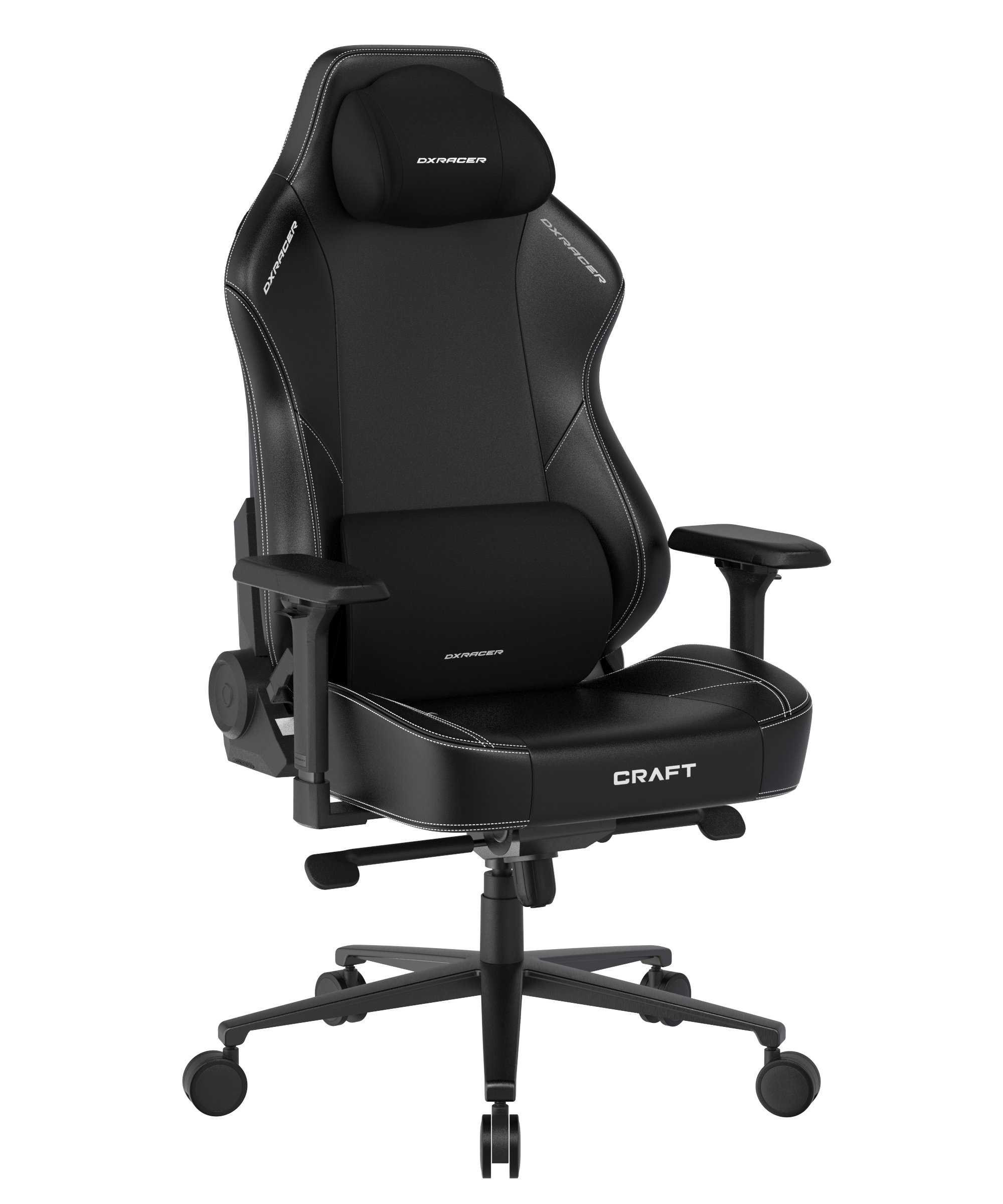 DXRacer Büro- & Gaming Stuhl, Craft Serie XL, Kunstleder, schwarz mit weißen Nähten