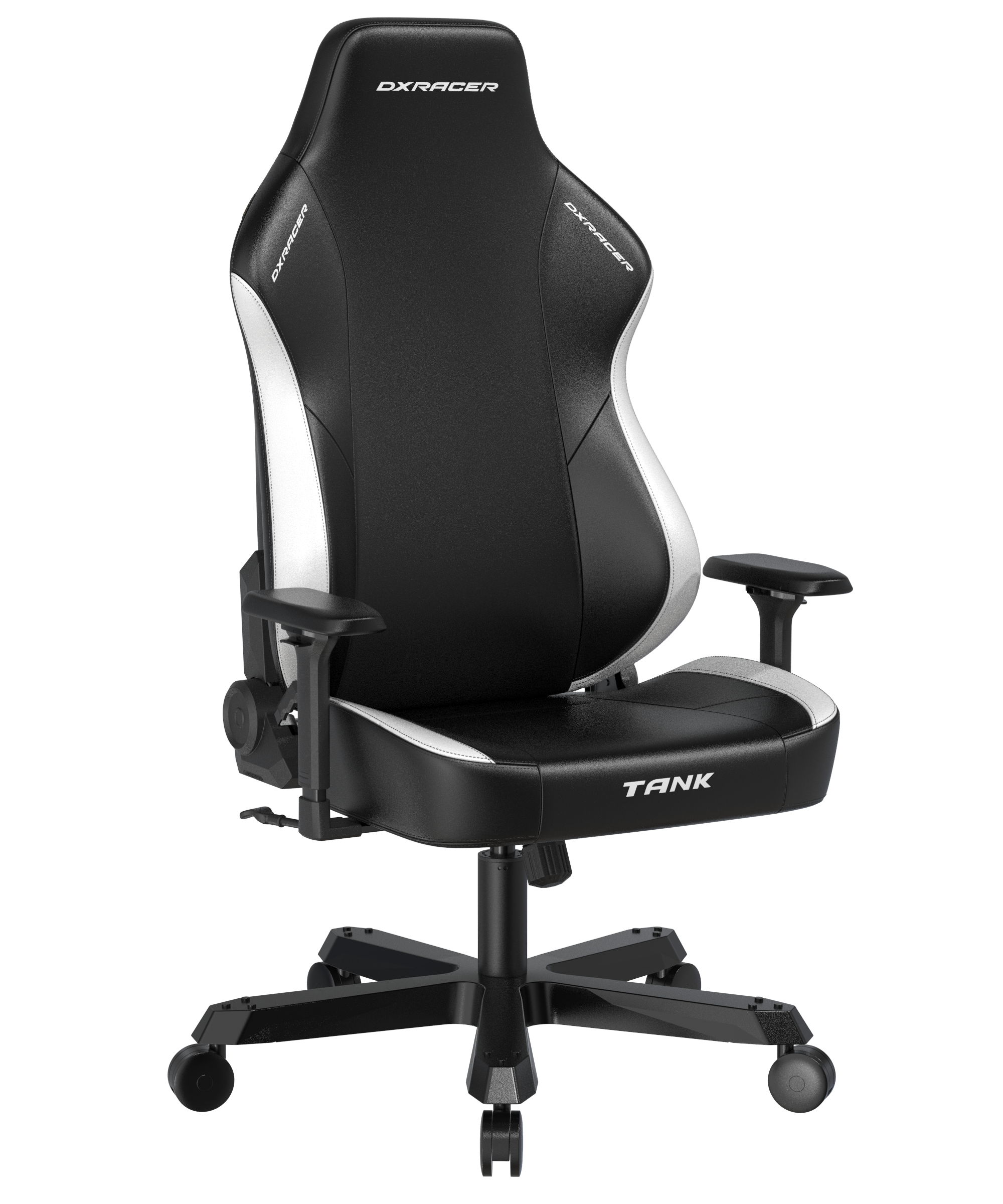 DXRacer Büro- & Gaming Stuhl, TANK Serie-TM, 180 kg, Schwarz-Weiß, Kunstleder / B-Ware
