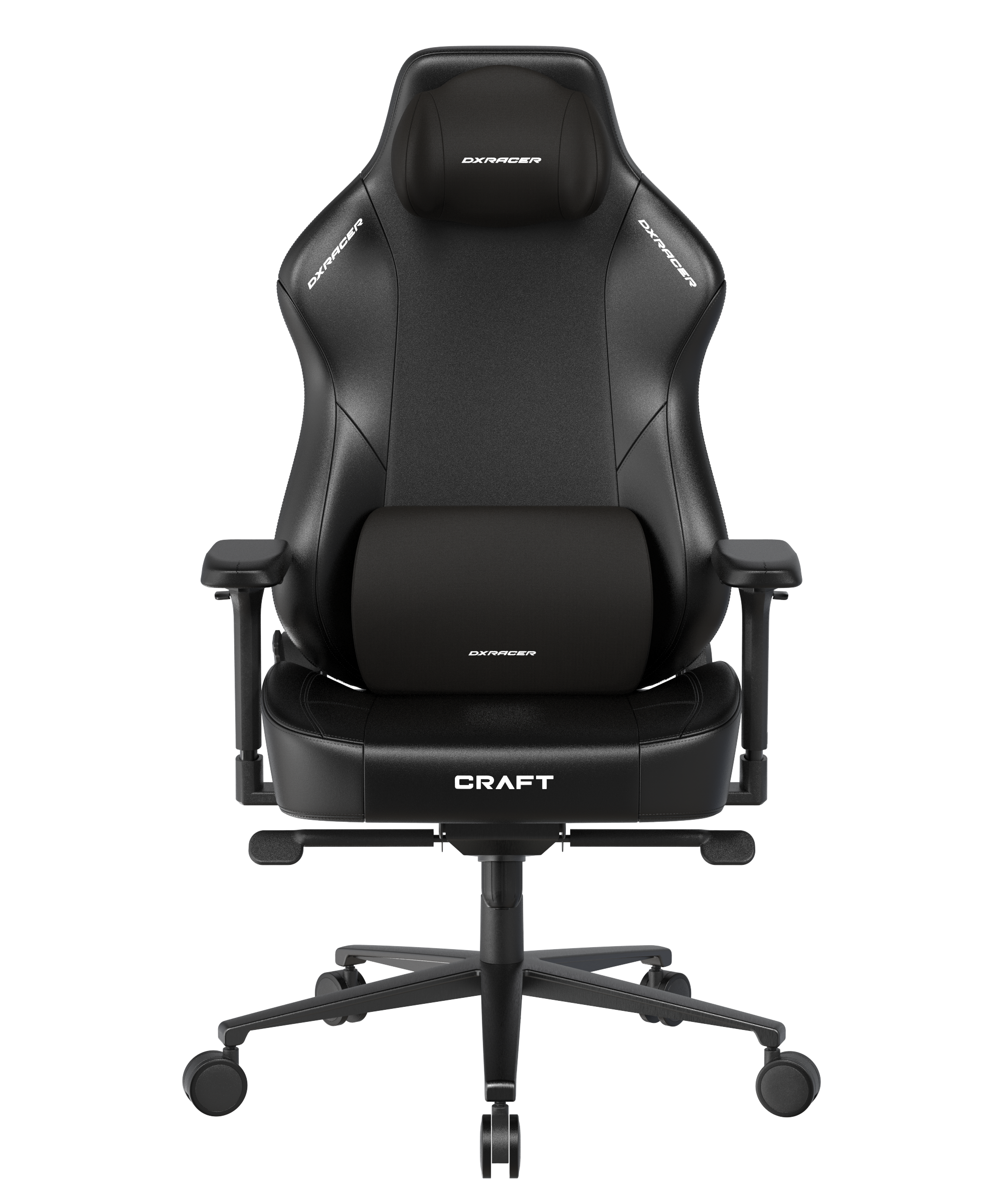 DXRacer Craft Serie L Gaming Stuhl ergonomisch, Bürostuhl Chefsessel, Kunstleder, höhenverstellbar, verstellbare Armlehnen, schwarz