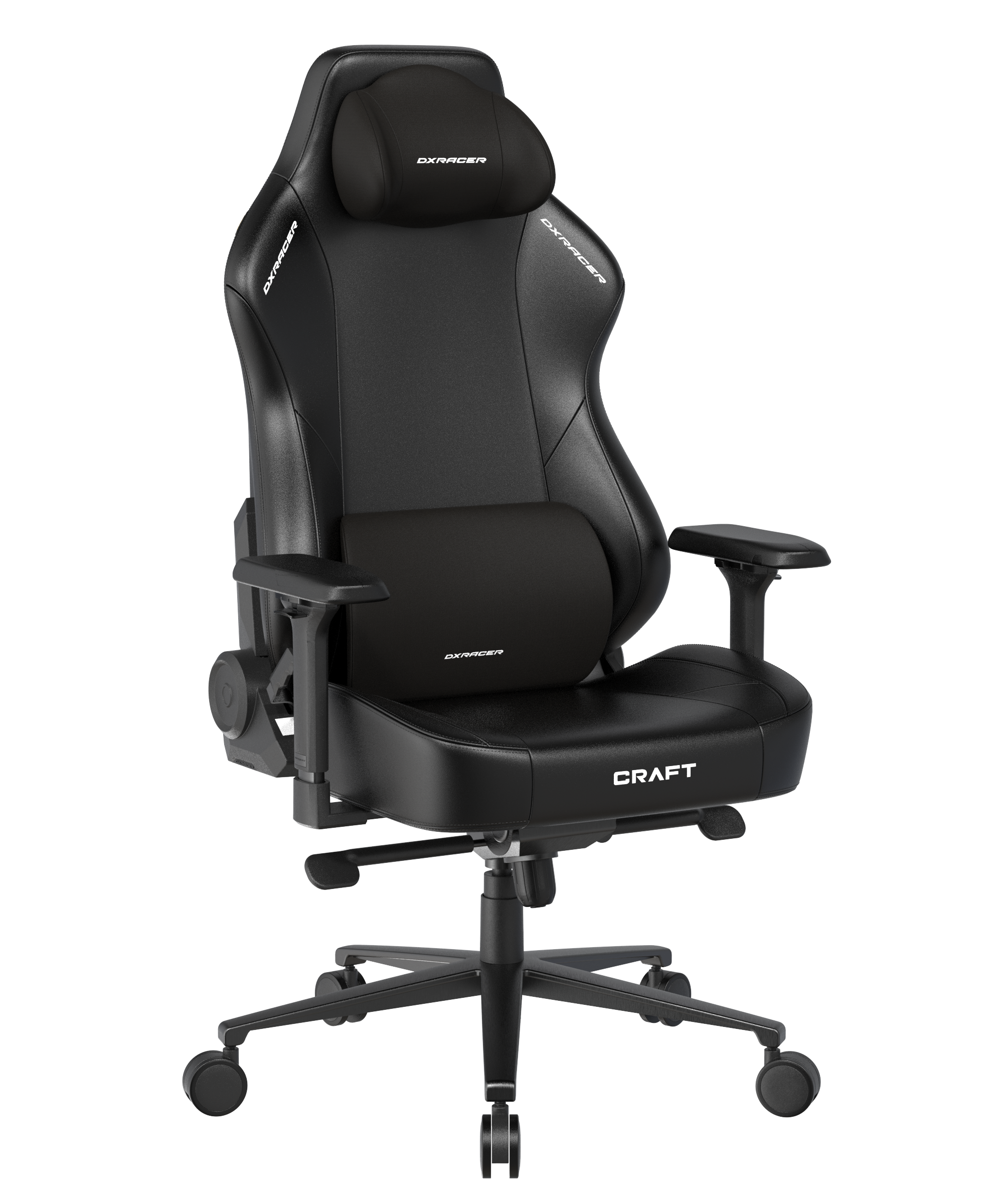 DXRacer Craft Serie L Gaming Stuhl ergonomisch, Bürostuhl Chefsessel, Kunstleder, höhenverstellbar, verstellbare Armlehnen, schwarz